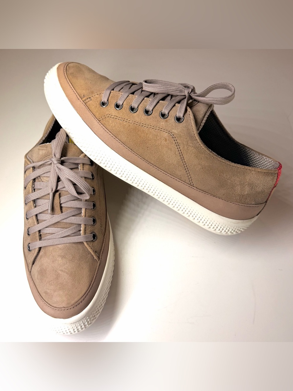 FitFlop Super T Women’s All Day Comfort Suede Sneaker  Mink Taupe  Size- 8.5